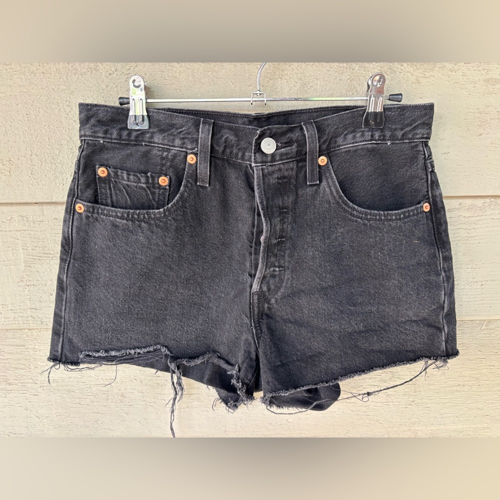 Levi's 501 Black Jean Shorts Distressed women 28